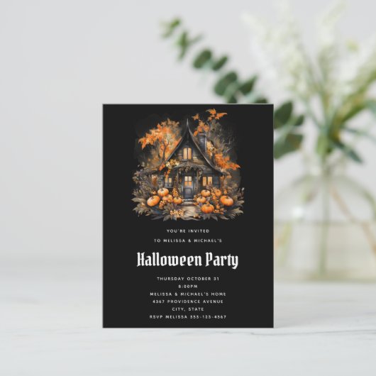Halloween Spuk House Party Einladung Postkarte (Stehend Vorderseite)
