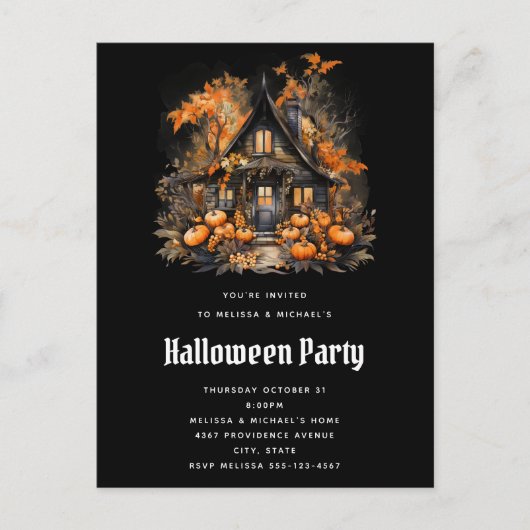 Halloween Spuk House Party Einladung Postkarte (Vorderseite)