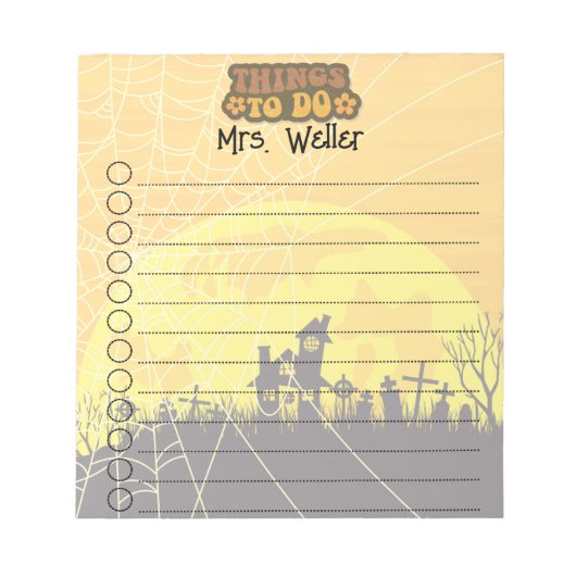 Halloween Spuk House Personalisiert Teacher To Do Notizblock (Vorderseite)