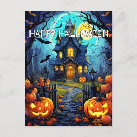 Halloween Spuk House Postkarte (Vorderseite)