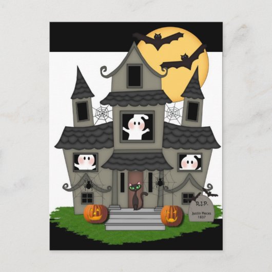 Halloween Spuk House Postkarte (Vorderseite)
