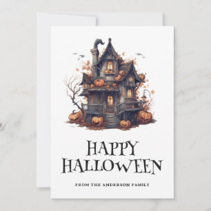 Halloween Spuk House Pumpkins Card Feiertagskarte