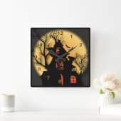 Halloween Spuk House Quadratische Wanduhr (Zuhause)