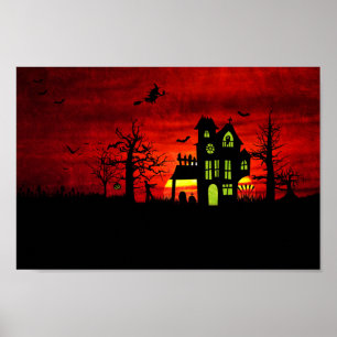 Halloween Spuk House Spooky Beängstigend Hexe Poster