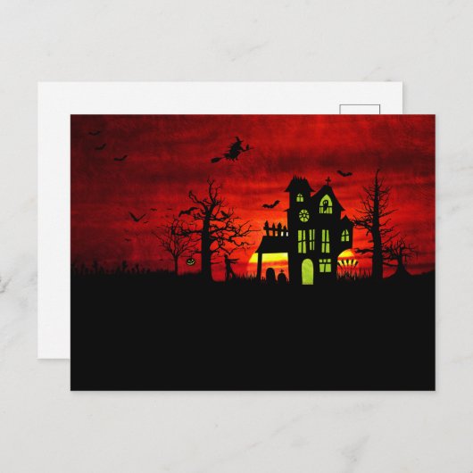 Halloween Spuk House Spooky Beängstigend Hexe Postkarte (Vorne/Hinten)