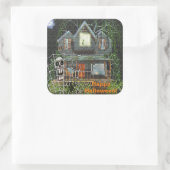 Halloween Spuk House Square Stickers (Tasche)