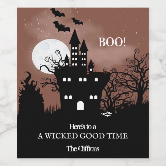 Halloween Spuk House Weinetikett (Einzelnes Label)