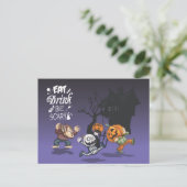 Halloween Spuk House Werewolf Skeleton Pumpkin Postkarte (Stehend Vorderseite)