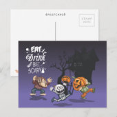 Halloween Spuk House Werewolf Skeleton Pumpkin Postkarte (Vorne/Hinten)