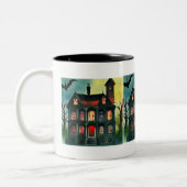 Halloween Spuk House Zweifarbige Tasse (Links)