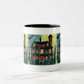 Halloween Spuk House Zweifarbige Tasse (Mittel)