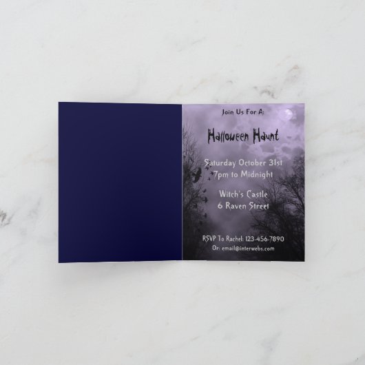 Halloween Spuk Lila Sky Custom Einladung (Innenseite)