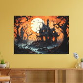 Halloween Spuk Manor in Amber Dusk Leinwanddruck (Insitu (Wohnzimmer))