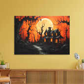 Halloween Spuk Manor in Amber Dusk Leinwanddruck (Insitu (Wohnzimmer))
