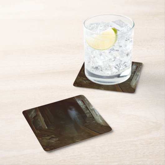 Halloween - Spuk Mine 1 Rechteckiger Pappuntersetzer (Vor Ort)