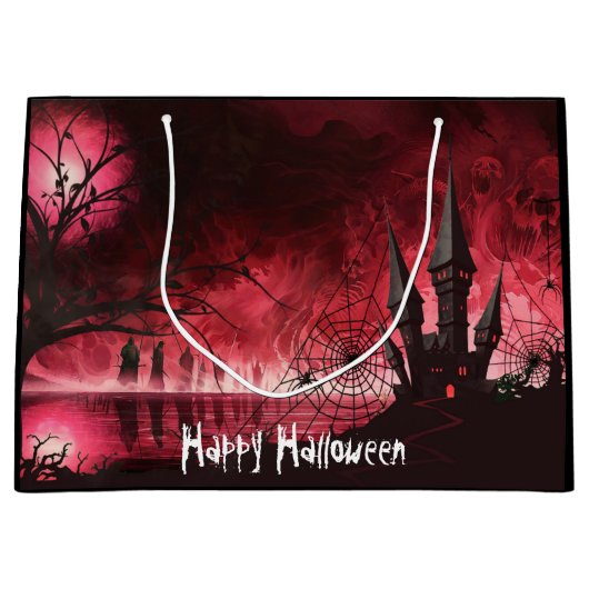 Halloween Spuk Schloss Große Geschenktüte (Vorderseite)