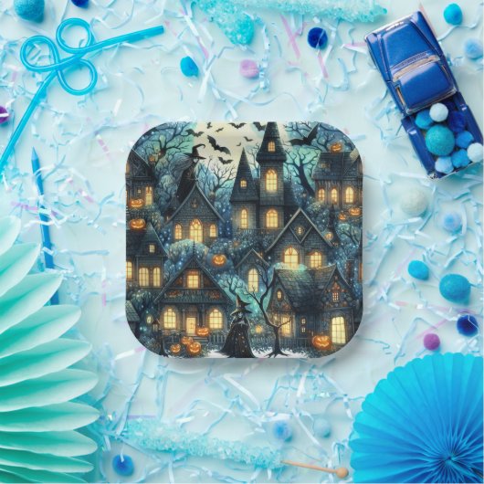 Halloween-Spuk Szene Pappteller (Party)