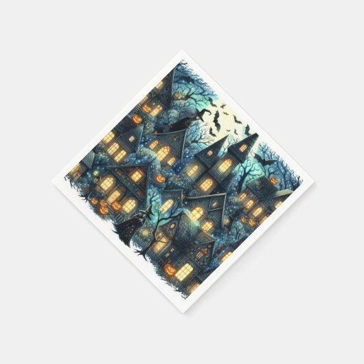 Halloween-Spuk Szene Serviette (Ecke)