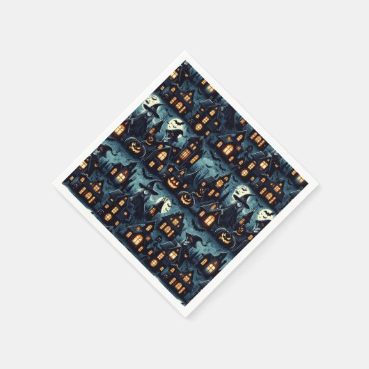 Halloween-Spuk Szene Serviette (Ecke)