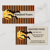 Halloween Spuk Tours Orange Black Visitenkarte (Vorne/Hinten)