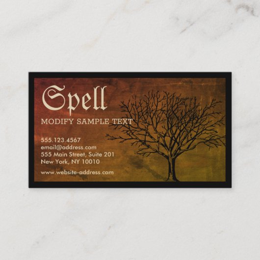 Halloween Spuk Tree Business Card Visitenkarte (Vorderseite)