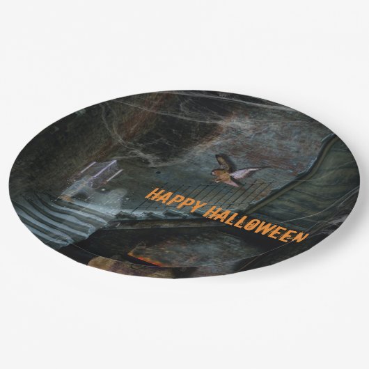 Halloween, Spuk Treppe Pappteller (Schrägansicht)