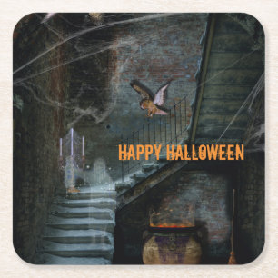 Halloween, Spuk Treppe Rechteckiger Pappuntersetzer