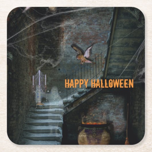 Halloween, Spuk Treppe Rechteckiger Pappuntersetzer (Vorderseite)