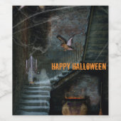 Halloween, Spuk Treppe Weinetikett (Einzelnes Label)