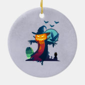 Halloween Spuk Vogelscheuche mit Fledermäusen und  Keramikornament (Hinten)