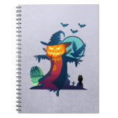 Halloween Spuk Vogelscheuche mit Fledermäusen und  Notizblock (Vorderseite)