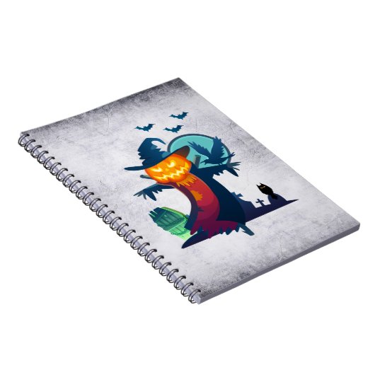 Halloween Spuk Vogelscheuche mit Fledermäusen und  Notizblock (Rechte Seite)