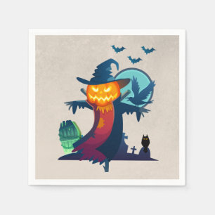 Halloween Spuk Vogelscheuche mit Fledermäusen und  Serviette