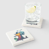 Halloween Spuk Vogelscheuche mit Fledermäusen und  Steinuntersetzer (Seitenansicht)