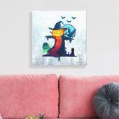 Halloween-Spuk Vogelscheuche mit Fledermauskeule Leinwanddruck (Insitu (Wohnzimmer))