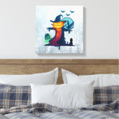 Halloween-Spuk Vogelscheuche mit Fledermauskeule Leinwanddruck (Insitu (Schlafzimmer))