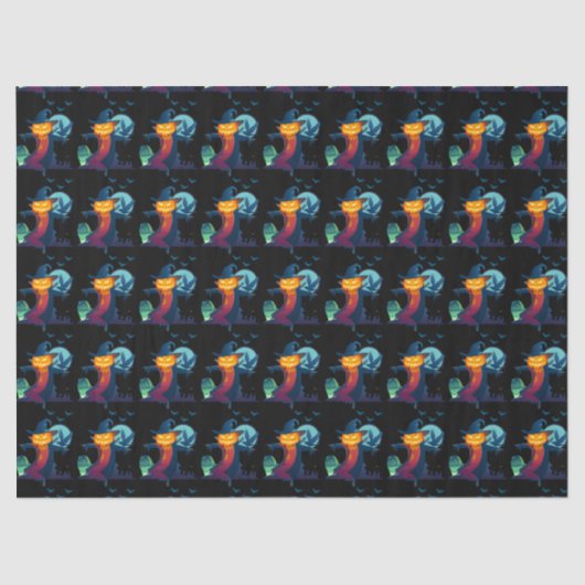 Halloween-Spuk Vogelscheuche mit Fledermauskeule Seidenpapier (Vorderseite)