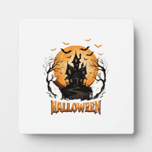 Halloween Spukhaus Fledermaus Mond Grafikdesign Fotoplatte
