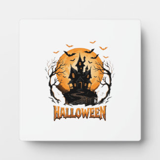 Halloween Spukhaus Fledermaus Mond Grafikdesign Fotoplatte