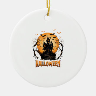 Halloween Spukhaus Fledermaus Mond Grafikdesign Keramik Ornament