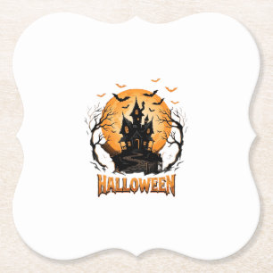 Halloween Spukhaus Fledermaus Mond Grafikdesign Untersetzer