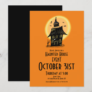 Halloween Spukhaus handgezeichnetes Design  Einladung