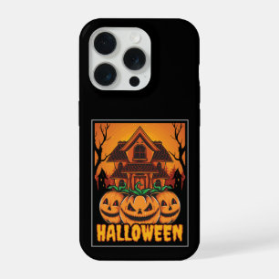 Halloween Spukhaus-Kürbis-Illustration iPhone 15 Pro Hülle