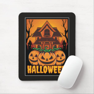 Halloween Spukhaus-Kürbis-Illustration Mousepad