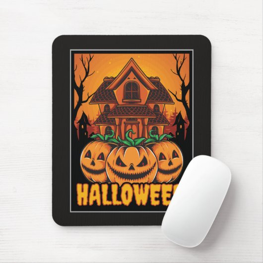 Halloween Spukhaus-Kürbis-Illustration Mousepad (Mit Mouse)