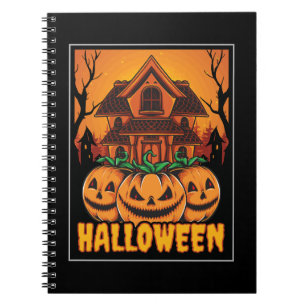 Halloween Spukhaus-Kürbis-Illustration Notizblock