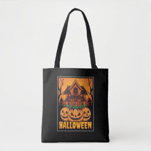 Halloween Spukhaus-Kürbis-Illustration Tasche