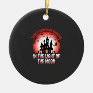 Halloween Spukhaus Mondlicht Hexe Keramik Ornament