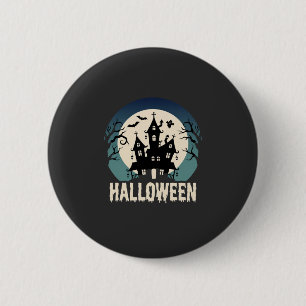 Halloween Spukhaus Mondlicht Vektor Button