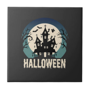Halloween Spukhaus Mondlicht Vektor Fliese